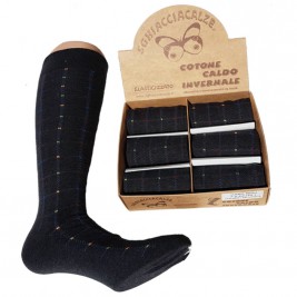6 PAIA CALZE LUNGHE CALDO COTONE PRINCIPE DI GALLES